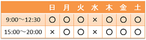 一心治療院施術時間表