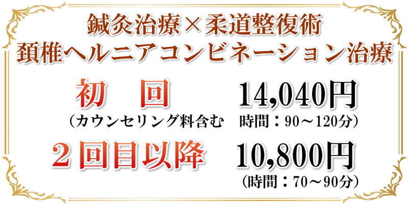 頚椎ヘルニア治療料金表